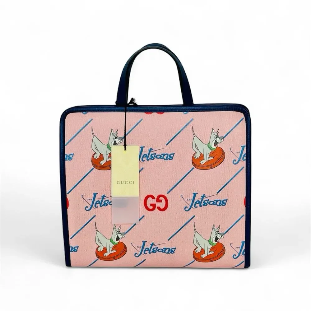 NWT GUCCI x Jetsons Printed GG Supreme Pink Small Tote Canvas Bag NWT